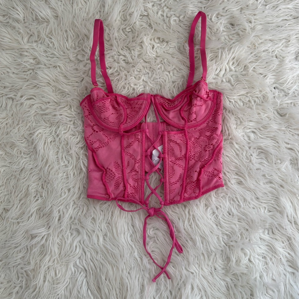 Urban Outfitters Hot Pink Lace Corset